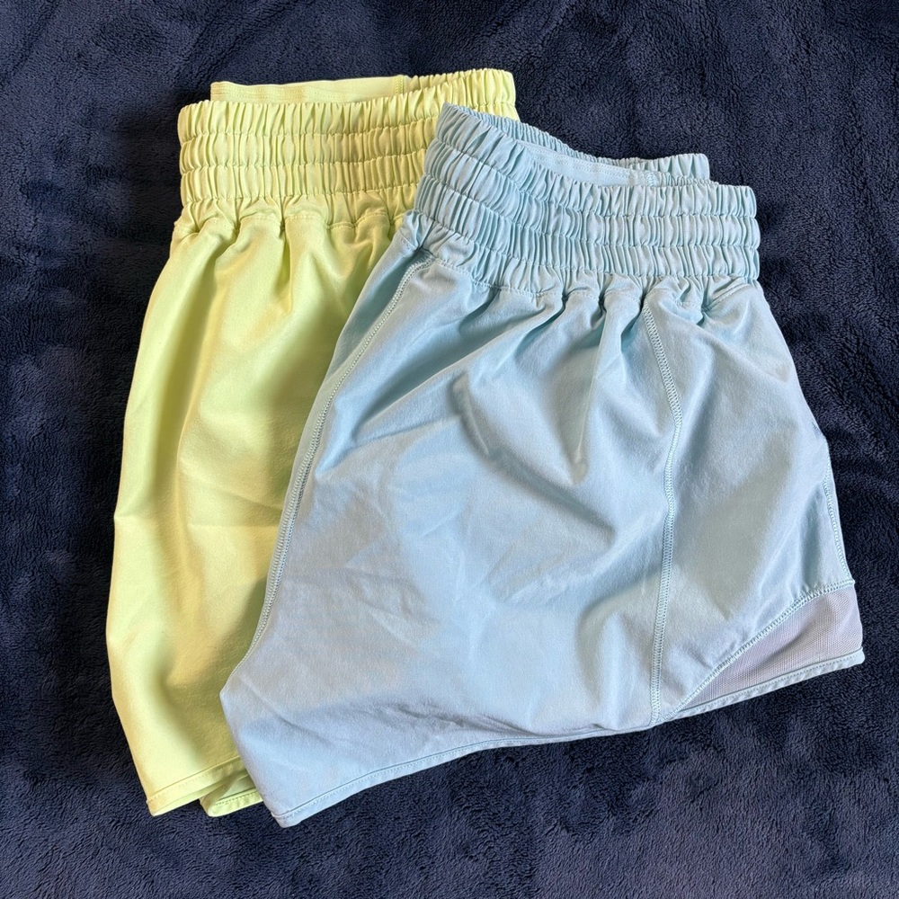 lululemon Hotty Hot High-Rise Lined Short 2.5” | Blue AND Yellow/Green | Size 6